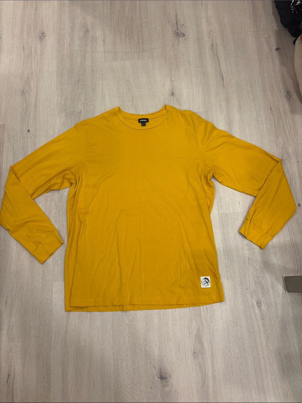 Diesel Men's Long Sleeve Crewneck in Mustard Yellow
